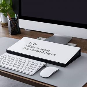 Petit Tableau Blanc, DIGIELE Verre Effaçable à Sec Mémo Board Portable, Support de Clavier + Organisateur de Bureau en Acrylique + Marqueurs et Gomme pour le Bureau, la Maison et L'école (Noir) (REMAI-EU, neuf)