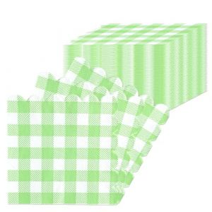 Set de 40 Serviettes en papier Vichy, 25x25cm Serviettes Jetables en Papier 2 Plis Serviettes de Cocktail en Papier pour Dîner, Mariage, Barbecue, Noël, Fête d'Anniversaire (Vert) (YUDA-, neuf)
