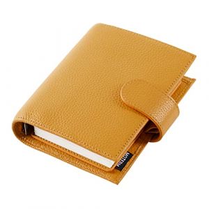 Moterm Agenda de poche, &agrave; anneaux, en cuir v&eacute;ritable, motif de galets, moutarde, 14 x 10,65 cm (MOTERM, neuf)