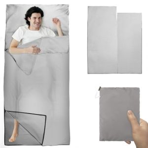 YARVPUV Drap de Sac de Couchage d'été - Gris - Sac à Viande, Ultra léger - Petit Format Une Fois Plié - 220 x 90 cm - Sacs de Couchage et Coutil,Sac à Viande Couchage (marketretro, neuf)