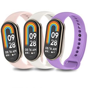Xisair 3 Bracelets de Remplacement Compatible avec Xiaomi Band 9, Xiaomi Band 8 Bracelet Xiaomi Mi Band 9 Bracelet en Silicone Xiaomi Mi Band 8 Bracelets de Sport pour Miband 8 / Miband 9 (Xisaier-EU, neuf)