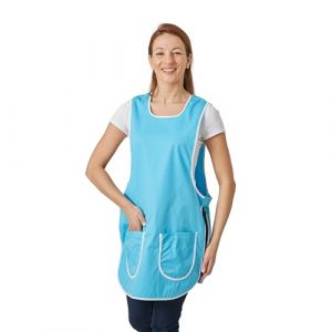 Hurry Jump Tablier chasuble Tablier sans manches femme type blouse chasuble Tablier sans manches femme type blouse chasuble avec patte réglage Pressions turquoiseISE LISERE BLANC (Label blouse, neuf)