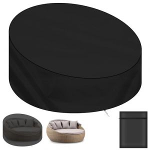 AOOWU Housse de Protection Canap&eacute;-lit Rond, 210D Oxford Housse Canape-Lit Exterieur, Housse Imperm&eacute;able pour Lit de Jardin, Housse de Protection Salon de Jardin, 190 * 90 * 50CM, Anti-UV/Pluie/Vent (Aixhe, neuf)
