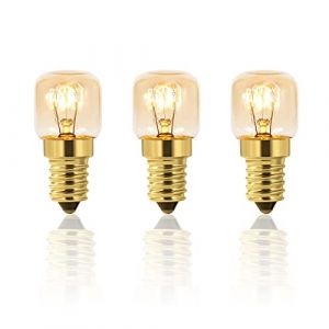Caldarax Lot de 3 Ampoule de Four Dimmable, Edison E14 T22, R&eacute;sistant jusqu'&agrave; 300 Degr&eacute;s, 160LM, AC220V 2700K Blanc Chaud, Ampoule &agrave; Sel Pygmy Lamps, Four Frigo, Lampe de Sel, Four, Fours Grill (XiMing Co. Ltd, neuf)