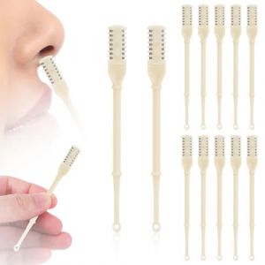 12pcs 2 en 1 Coupe-Poils de Nez, Rotation à 360° Tondeuse à Poils de Nez Coupe Poils de Nez Homme Femmes Double Face avec Cure-Oreilles Portable Outil d'Épilation des Narines (Blanc) (Jenniy, neuf)