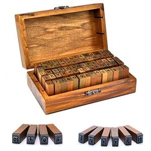 Vegena Tampons Alphabet en Bois et Caoutchouc, 70 pi&egrave;ces Jeu Destampes, Petits Outils de Bricolage Timbre Situ&eacute;s &agrave; Diff&eacute;rentes Lettres de Style pour Les Arts, lartisanat (Solidbuyv, neuf)