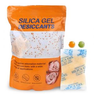 LOTUSWILD Lot de 20 sachets de gel de silice régénérable, avec perles d'orange, indicateur d'humidité, absorbeur d'humidité sûr pour le stockage au sec (Longteng Tech EU, neuf)