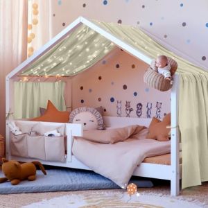 Vicloon Ciel de Lit pour Maison, D&eacute;coration Ciel de Lit pour Chambre d'enfant, 100% Coton Muslin Biologique 135 x 360 cm, Ciel de Lit pour Montessori Lit d'enfant, Beige (HANSBUY, neuf)