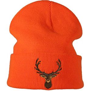Bonnet Cerf - Chasse - Chasseur/Laine/Hiver/Beanie/Casquette/Ski/Unisex/Brodé/Hip-Hop/Gibier/Cadeau Pour Un Chasseur (Orange) (Baddery, neuf)