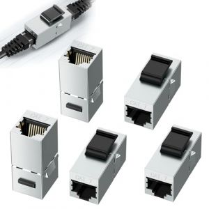 5 Pièces Cat7 Keystone Module RJ45 10Gbps 600Mhz, Connecteur Haute Vitesse Keystone Blindé Module Informatique CAT 7 Coupleur RJ45 Keystone Blindé Plaqué pour Panneau de Brassage et Prise Réseau (ChaoOuXin, neuf)