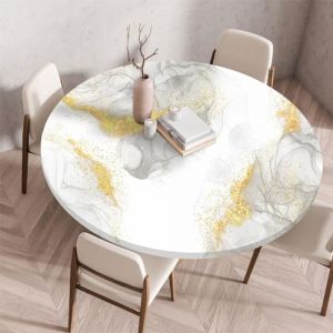 Highdi 3D Nappe Ronde avec Bord Élastique, Nappe de Table Anti-Tache Antidérapante Nappe Jardin Exterieur Protection Table Ronde Extensible pour Cafe Cuisine Fête Table (Pierre C,140cm) (Highdi, neuf)