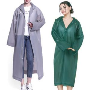 MCOLAFU Poncho Pluie, 2 Pièces Poncho Impermeable, RéUtilisable Poncho EVA Pluie Femme et Homme, Anti-Pluie Ponchos Pluie à Capuche Respirant Cape De Pluie pour Adulte pour Camping et Randonnées (Cai-Dan, neuf)