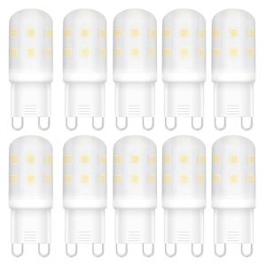 Ampoules LED G9, ampoules LED à culot bipolaire G9 de 2W, 200LM, AC220 V-240V, ampoules d'énergie équivalentes à des ampoules halogènes de 20W [classe énergétique E] (Blanc chaud, 10 Pack) (GXSJ, neuf)