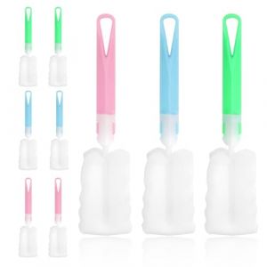 THQAE 9 Pcs goupillon bouteille, Brosse &agrave; Bouteille &Eacute;ponge Souple R&eacute;glable 27,8x6 cm, Goupillon pour Biberon, Carafe, Brosse biberon b&eacute;b&eacute;,Thermos et Bouteille de Vin brosses &agrave; Bouteille d'&eacute;ponge (ProTechika O&Uuml;, neuf)
