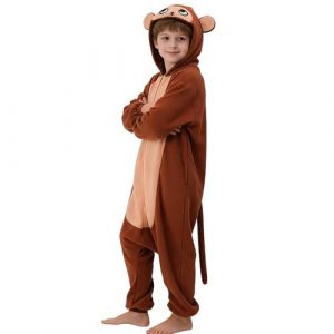 ALMDA D&eacute;guisement de Singe de Carnaval pour Gar&ccedil;ons: Costume D'animal pour Halloween &ndash; Pyjama Animal en Peluche (Singe, 130) (ALMDA-EU, neuf)