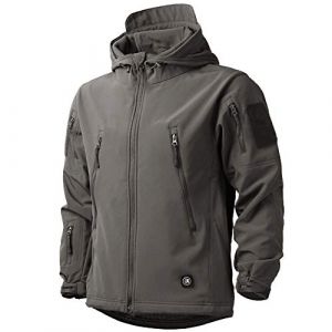 MakingDa Veste imperméable à capuche, de style décontracté, pour hommes, veste avec doublure en polaire Softshell, veste de course tactique militaire, gris, M (Color Rush, neuf)