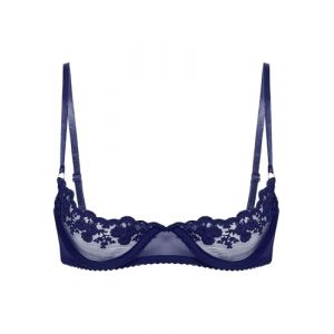 Mufeng Femme Soutien-Gorge Bra Ouvert Redresse-Seins Sexy Brassière Dentelle Push Up Lingerie Bralette Floral Transparent Haut de Nuisette Clubwear S-5XL Bleu Marine S (Mufeng EU, neuf)