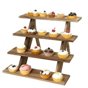 Yolispa Pr&eacute;sentoir &agrave; Cupcakes en Bois &agrave; 4 &eacute;tages, Organisateur de Parfum, &eacute;tag&egrave;res de pr&eacute;sentation de comptoir de Vente au d&eacute;tail pour g&acirc;teaux, Maquillage, Parfum, pour &eacute;pices, Plantes (Yolispa, neuf)