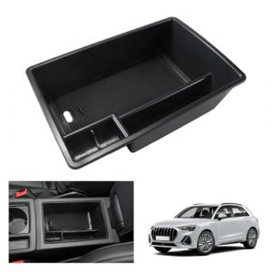 GAFAT Compatible avec Audi Q3 F3 2019-2024 2025 Bo&icirc;te de Rangement pour Console Centrale, Q3 Sportback S-Line RS Q3 Accoudoir Organiseur Plateau Bo&icirc;te &agrave; gants, Accessoires Q3 F3 (Noir) (GAFAT(EU), neuf)