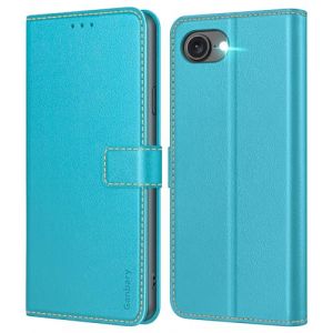 Ganbary Coque pour iPhone 16e, [Housse en Cuir PU Premium] [Etui à Rabat] [Pochette de Portefeuille], Étui de Protection pour iPhone 16e - Bleu Clair (Ganbary, neuf)