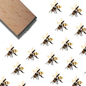 craspire 0.6 pouces/15mm Mini Abeille Timbre en Caoutchouc en Bois Mont&eacute; Bois Naturel Petit Carr&eacute; Bumblebee Timbre Vintage Imprim&eacute; Abeille Motif R&eacute;utilisable Journal Journal Scrapbooking Lettre (CRASPIRE FR, neuf)