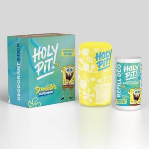 HOLY PIT x SpongeBob - Déodorant rechargeable en Autriche - Connu à la télévision - Déodorant unisexe pour homme et femme - Végétalien - Pack de démarrage (Bob l'éponge, 1 flacon de déodorant recharge (Holy Pit, neuf)