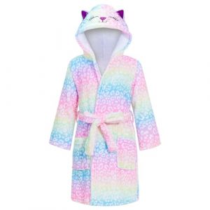 WYTbaby Robe de Chambre &agrave; Capuche pour Filles Peignoir de Bain pour Enfants en Polaire Douce Robe en &Eacute;ponge pour Enfants Motif Animal 3D pour Filles de 4 &agrave; 14 Ans, multicolore, 7-9 ans (WYTbaby-EU, neuf)