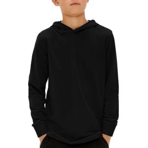 Haloumoning Sweat &agrave; capuche pour gar&ccedil;on &agrave; manches longues uni pour enfants, coupe r&eacute;guli&egrave;re, sweat-shirt &agrave; capuche basique, 5-14 ans, Noir , 13-14 ans (Zecio, neuf)