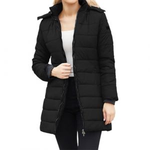 G&eacute;n&eacute;rique Manteau d'hiver Femme Mi Longue Doudoune Femme avec Capuche Amovible Parka Veste en Coton &Eacute;l&eacute;gante Et D&eacute;contract&eacute;e Manteau en Duvet Chaud Veste Matelass&eacute;e Mi-Longue Ajust&eacute;e pour Femmes (lay-aians, neuf)