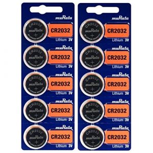 Pile CR2032 3v Lithium Lot de 10 Piles CR2032 Piles Bouton Plates Murata CR 2032 3 Volts idéal Pile Montre, Telecommande, Voiture, Bios, Capacité 220mAh Pile 2032 avec étui pour Carte bancaire (P & F France, neuf)