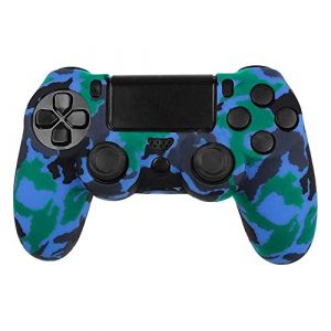 OcioDual Coque de Protection Silicone Compatible avec Manette PS4/Slim/PRO Camo Bleu Gamepad Étui Housse Bumper Anti-Dérapant (OcioDual, neuf)