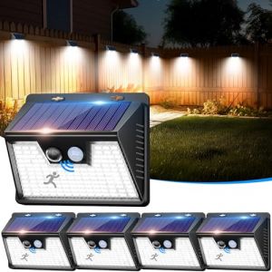 nipify Lot de 5 Lampe Solaire Exterieur Detecteur de Mouvement, 140 LED Lumiere Solaire Exterieur, 3 Modes Eclairage Solaire Exterieur, Spot Solaire Exterieur Etanche pour Jardin Cour Garage Terrasse (Nipify-EU, neuf)