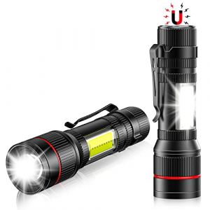 Lsnisni Petite Lampe Torche LED 2 Pièces, Aimant & COB, 1500 Lumens Mini Lampes Poche USB Rechargeable avec Clip Acier, 3 Modes, Portable IPX5 Étanche pour Camping, Randonnée, Réparations (BZ-EU, neuf)