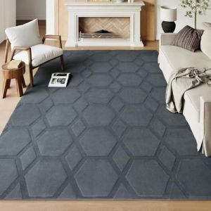 Homcomodar Grand Gris Tapis Salon 200x300cm Lavable en Machine Antid&eacute;rapant Doux Tapis Chambre Moderne 3D Effet Moquette de Chambre Salon Salle a Manger (Borlans, neuf)