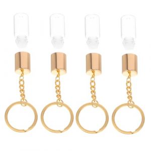 Ipetboom 4pi&egrave;ces Lot De Bouteilles Verre Vides Porte-cl&eacute;s Mini Bouteille Pendentif Flacon Verre Transparent Bouchon &agrave; Vis (hikarish, neuf)