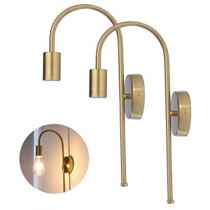 2 Pack Applique Murale Métal E27 Edison Rétro Lampe Murale Vintage Industrielle Applique Eclairage Doré pour Salon, Chambre, Couloir (GLHTRY, neuf)
