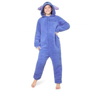 Disney Pyjama Combinaison Enfant, Grenouill&egrave;re Fille en Polaire Surpyjama Combi Pyjama Stitch Enfant Ado 4-15 Ans (Bleu Stitch, 14-15 Ans) (Get Trend., neuf)
