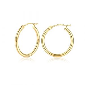Chriscoco Boucles d'oreilles Femme Argent 925 Hypoallerg&eacute;nique Creoles Argent Femme Creoles Plaqu&eacute; Or 14K Boucle d'oreille Cr&eacute;oles 15/20/25/30/40/50/60/70MM (TOIMOI JEWELRY, neuf)