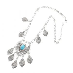 CRILSTYLEO Chaîne de Tête Turquoise Vintage avec Pompon Ethnique Ornement Frontal Élégant pour Femme Accessoire Coiffure Mariage et Fête Ornement de Front Raffiné (YYanHong, neuf)