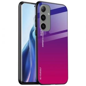 EASSGU Coque Adapté pour Samsung Galaxy S24+ / Samsung Galaxy S24 Plus (6.7" inches), Coque Arrière en Verre Dégradé Anti-Chute et Anti-Rayures Étui de Téléphone Portable - Rouge Violet (EASSGU, neuf)