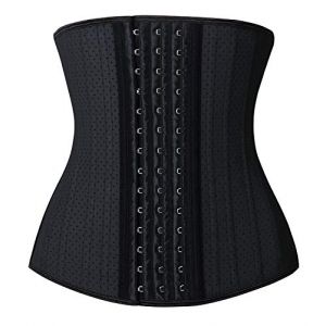 YIANNA Latex Corset Femme Gaine Amincissante Ventre Plat Waist Trainer Ceinture Minceur Body Gainant Sport Training 25 Os Acier Squelette Noir, 20173 Size L (YIANNA Direct, neuf)