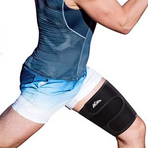 supregear Support de Cuisse, Manchon de Compression R&eacute;glable en N&eacute;opr&egrave;ne pour Ischio-Jambiers Quad Wrap Respirant Antid&eacute;rapant Haut de Jambe Brace Plus Mince pour Femmes Hommes, Noir (J&D Tech FR, neuf)