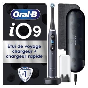 Oral-B iO 9 Brosse &Agrave; Dents &Eacute;lectrique Noire Pour Adultes, &Eacute;dition Sp&eacute;ciale, 7 Modes De Brossage Avec Blancheur Et Soin Des Gencives, Accessoires, 1 Brossette De Rechange, 1 &Eacute;tui De Voyage, 1 Chargeur (BostCult, neuf)
