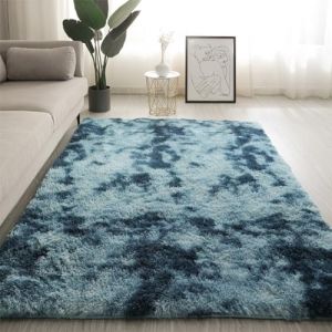 Swsen Tapis de Salon Shaggy Ultra Doux - Moelleux et Lavable - Tapis Moderne pour Chambre avec Dessous Antidérapant, 140 x 200 cm, Bleu Gris (Swsen, neuf)