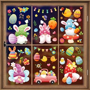 AhfuLife 9 Pi&egrave;ces Stickers de Fen&ecirc;tre de Paques, D&eacute;corations de P&acirc;ques, Stickers Oeufs de Paques, Autocollants Lapin De P&acirc;ques, Autocollants en Verre Pour le Jour de P&acirc;ques (Style 5) (echoapple, neuf)