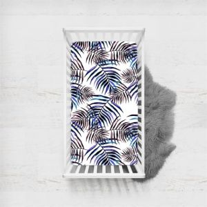 Odot Drap Housse pour Lit Bébé en Microfibre Doux Respirant, Drap Housses Enfant Imprimé Feuilles de Palmier Tropical Protège Matelas pour Berceau, Couffin et Nacelle (Blanc,65x95cm) (Odot, neuf)