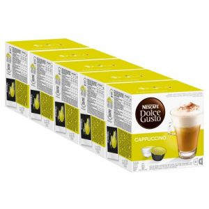 Nescafé Dolce Gusto Cappuccino, Lot de 5, 5 x 16 Capsules (40 portions) (livre en liberté, neuf)