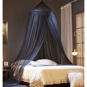Mengersi Moustiquaire pour lit, rideaux de lit pour lit jumeau, double, queen size, king size, moustiquaire dôme pour intérieur et extérieur, lit d'enfant et lit adulte, noir (Fast Media Ships From USA, neuf)