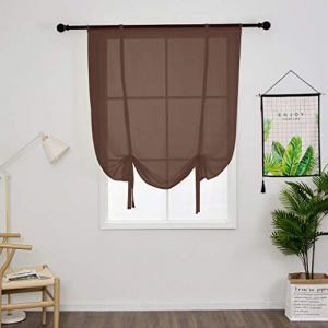 SIMPVALE 1 Pi&egrave;ce Store Romain Translucide Tulle Rideaux Voilages Vertical Poche de Tige pour Chambre Cuisine Salon, Marron, Largeur 80cm x Hauteur 140cm (Gazelle E-Commerce, neuf)