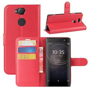 HualuBro Coque Sony Xperia XA2, Premium &Eacute;tui en Cuir PU Leather Wallet Portefeuille Housse Case Flip Cover avec Cartes Slots pour Sony Xperia XA2 Smartphone (Rouge) (HualuBro EU, neuf)
